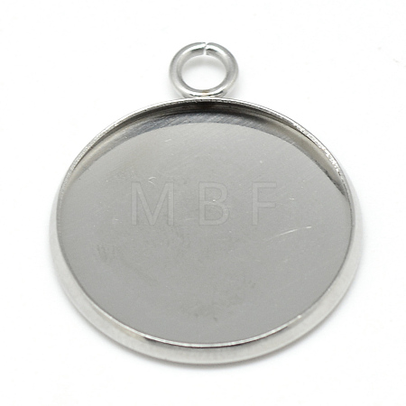 Tarnish Resistant 304 Stainless Steel Pendant Cabochon Settings STAS-T008-130-1