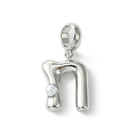 Rack Plating Brass with ABS Plastic Pearl European Dangle Charms KK-G501-02N-P-1