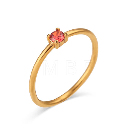 Flat Round 304 Stainless Steel Micro Pave Cubic Zirconia Finger Rings FS-WG2DA17-03-1