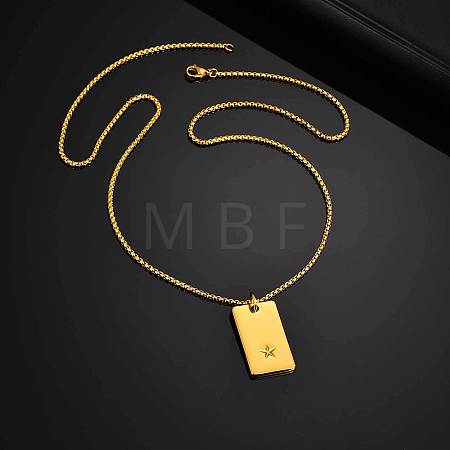 304 Stainless Steel Star Dog Tag Pendant Box Chain Necklaces for Men WGDBA2D-01-1