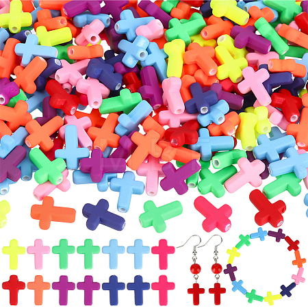 400Pcs Spray Painted Acrylic Beads ACRP-PA0001-05-1