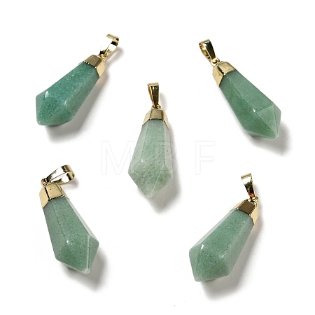 Natural Green Aventurine Pointed Pendants G-P474-02G-04-1