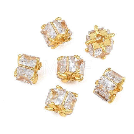 Brass Pave Clear Cubic Zirconia Beads CU-CBA6A75-07G-1