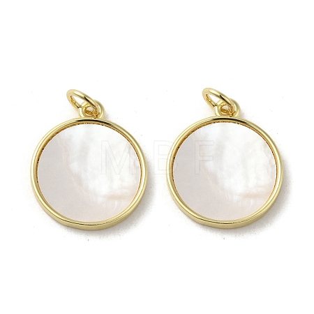 Brass Pave Shell Pendants KK-I708-14G-G-1