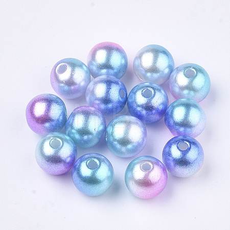 Rainbow ABS Plastic Imitation Pearl Beads OACR-Q174-8mm-02-1