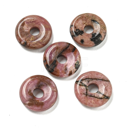 Natural Rhodonite Donut/Pi Disc Charms G-G142-01Q-1