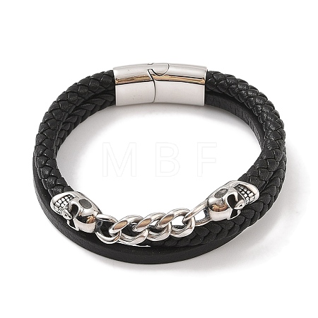 Braided Microfiber Leather Multi-strand Bracelets BJEW-B096-08I-1