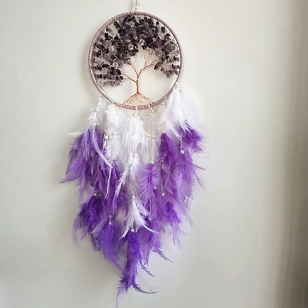 Woven Net/Web with Feather Art Pendant Decorations TREE-PW0001-29D-1