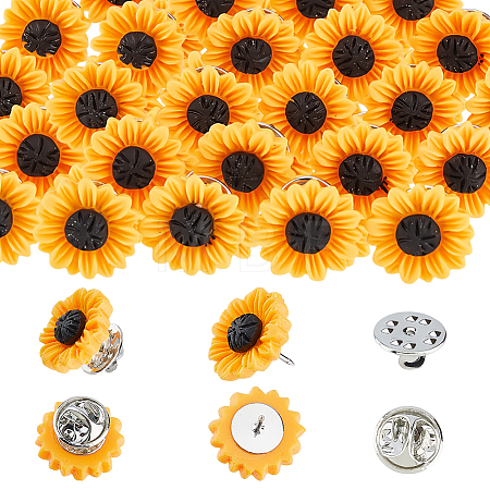 50Pcs Opaque Resin with Zinc Alloy Brooch JEWB-FH00058-1