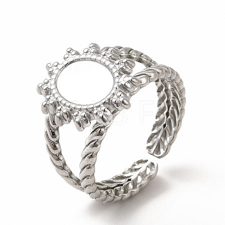 Tarnish Resistant 304 Stainless Steel Sun Open Cuff Ring Settings X-RJEW-B027-23P-1
