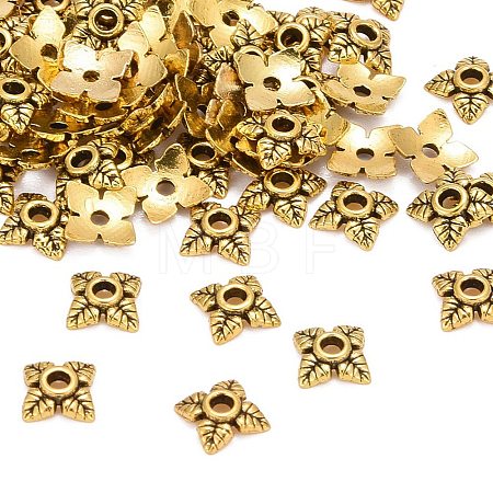 Tibetan Style Alloy Bead Caps X-TIBEB-Q018-AG-FF-1