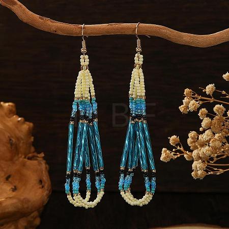 Bohemian Handmade Glass Seed Beads Dangle Earrings CZ5309-1