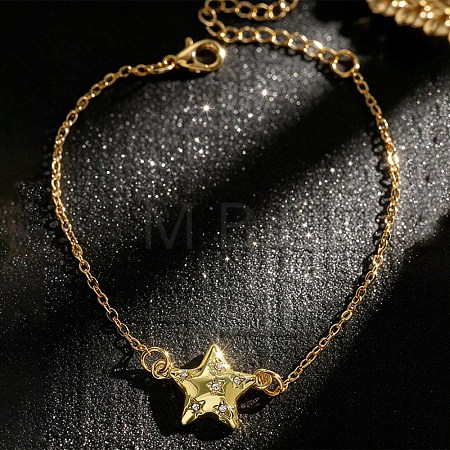 Alloy Micro Pave Clear Cubic Zirconia Link Bracelets for Women AL-CBA3C8B-04G-1