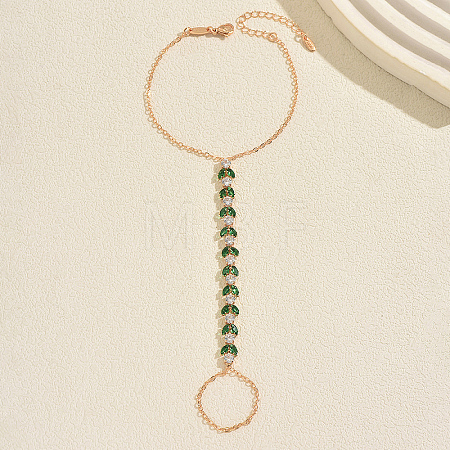 Elegant Brass Pave Clear and Green Cubic Zirconia Geometirc Slave Bracelets IR6615-1