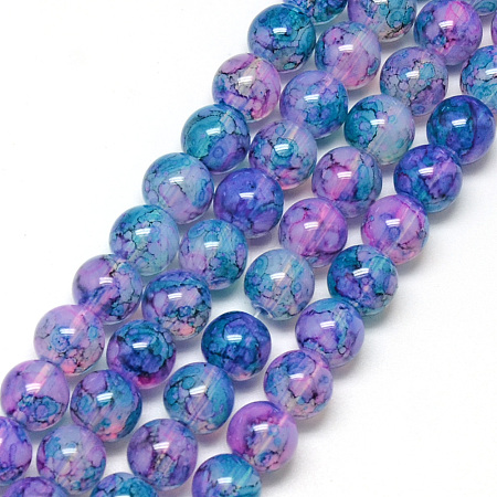 Baking Paint Glass Beads Strands X-DGLA-Q023-8mm-DB72-1