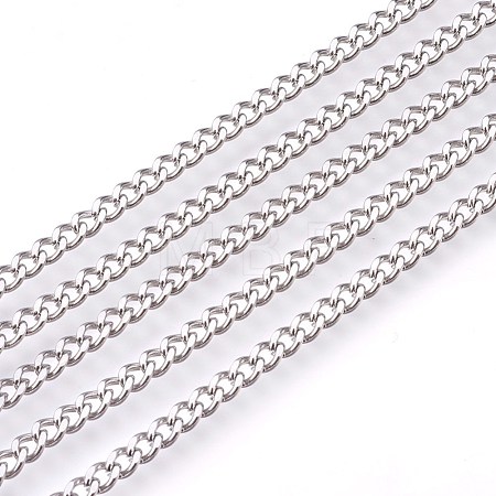 Non-Tarnish 3.28 Feet 201 Stainless Steel Curb Chains X-CHS-L017-22B-1
