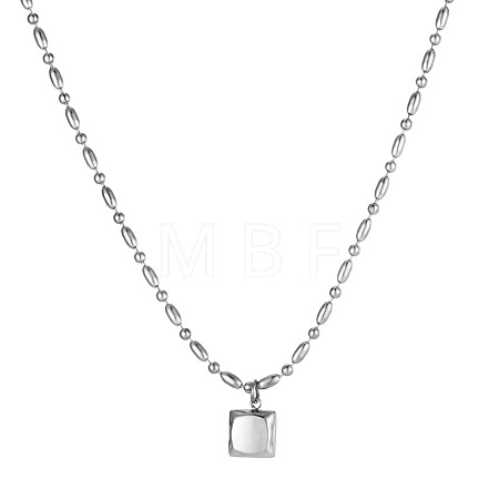304 Stainless Steel Polished Square Pendant Necklaces for Women WGCA7B3-04-1