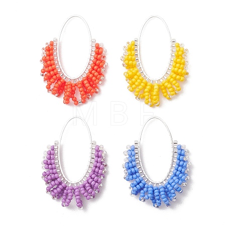 4Pcs Glass Seed Beaded Pendants PALLOY-MZ01260-1