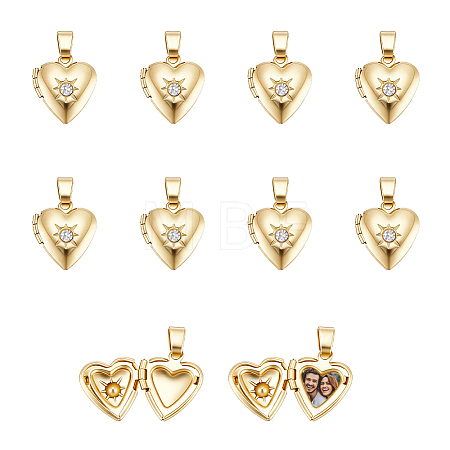 10Pcs Brass Micro Pave Clear Cubic Zirconia Locket Pendants KK-UN0006-27-1