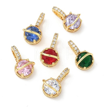 Brass Micro Pave Cubic Zirconia Pendants KK-Z139-04G-1
