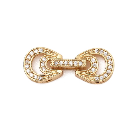 Brass Micro Pave Clear Cubic Zirconia Fold Over Clasps KK-C075-06G-1