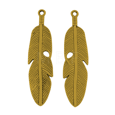 Tibetan Style Alloy Feather Big Pendants TIBEP-A12720-AG-NR-1