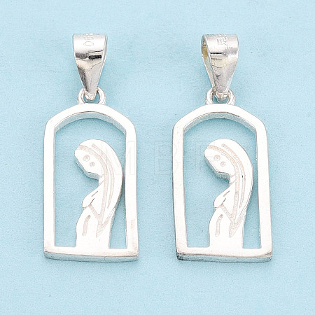 925 Sterling Silver Arch Shape with Virgin Pendants STER-N016-120S-1