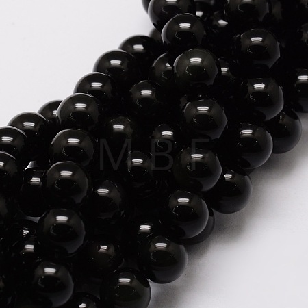 Natural Obsidian Round Beads Strands X-G-E329-4mm-37-1