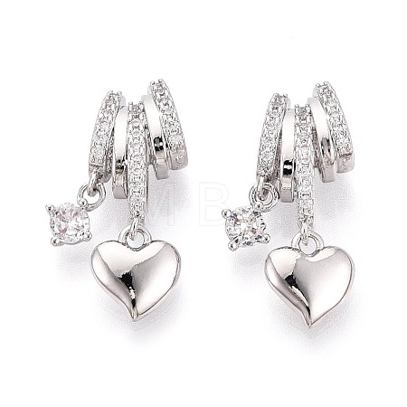 Brass Micro Pave Clear Cubic Zirconia Pendants KK-T075-88P-1