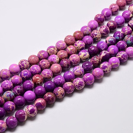 Natural Imperial Jasper Beads Strands G-I122-6mm-07-1