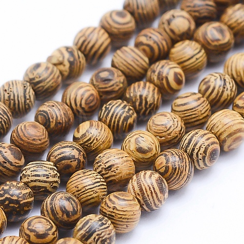 Natural Wenge Wood Beads Strands WOOD-P011-05-4mm-1