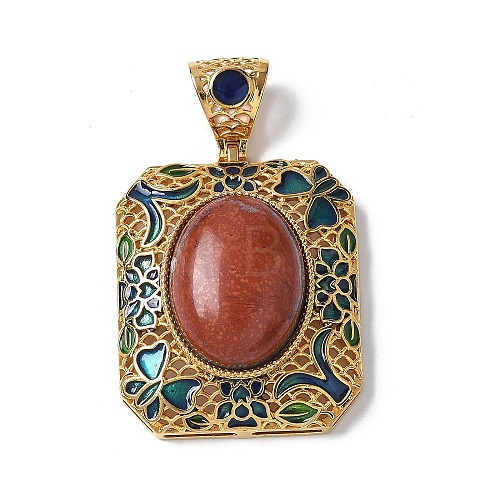 Natural Red Jasper Rectangle Pendants KK-K399-18A-01-1