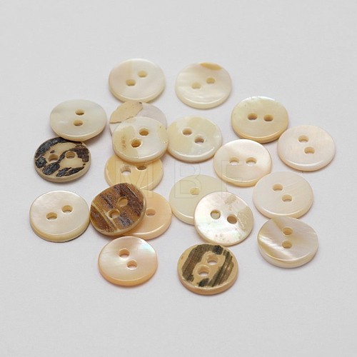 2-Hole Shell Flat Round Buttons BUTT-P012-04-1