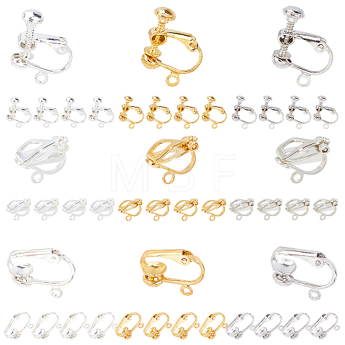 Brass & Iron Clip-on Earring Findings KK-SC0001-92-1