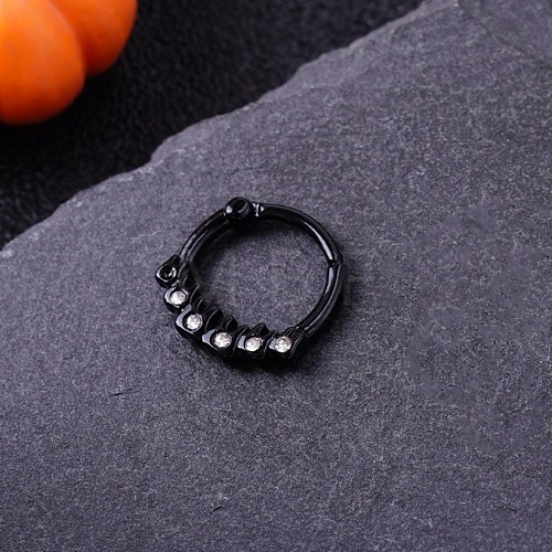 316L Stainless Steel Micro Pave Cubic Zirconia Hoop Nose Rings WG352E4-16-1