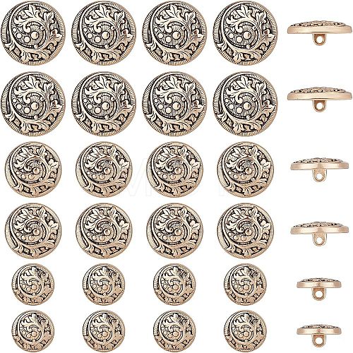 CHGCRAFT 30Pcs 3 Style Alloy Shank Buttons FIND-CA0004-77LG-1