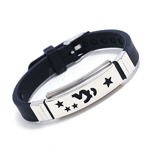 Stainless Steel Constellation Link Bracelet with Silicone Cords PW-WG3762B-01-1