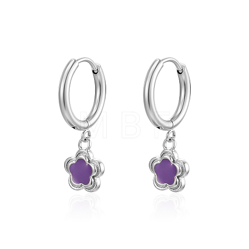 Non-Tarnish Stainless Steel Flower Dangle Earrings for Women BI5693-2-1