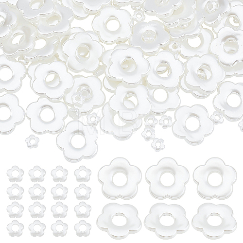 100Pcs 2 Style ABS Plastic Imitation Pearl Beads OACR-AR0001-11-1