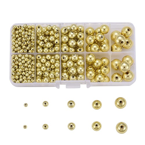 5 Sizes Plating Acrylic Beads PACR-LS0001-01G-1