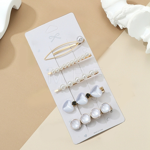 5Pcs Iron Alloy with Plastic Pear Alligator Hair Clips & Hair Bobby Pins PW-WG90E75-03-1