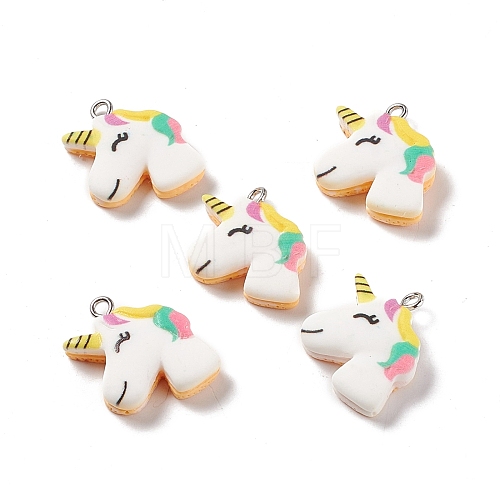 Opaque Resin Unicorn Pendants RESI-G040-A04-1