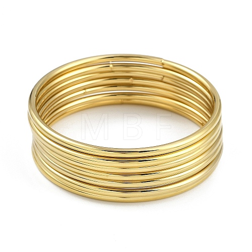 7Pcs Round Vacuum Plating 201 Stainless Steel Bangles Sets for Women BJEW-F476-08G-02-1