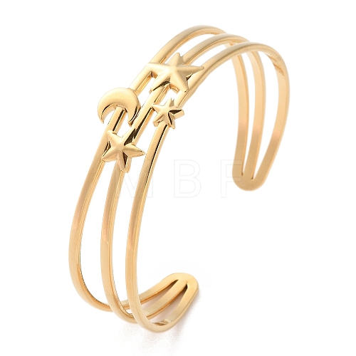 304 Stainless Steel Cuff Bangles for Women BJEW-K263-05G-01-1