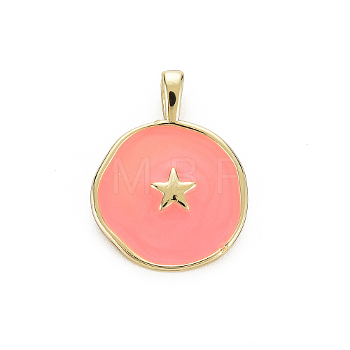 Brass Enamel Pendants KK-Q283-057A-NR-1