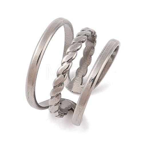 Non-Tarnish Twist 304 Stainless Steel Three-layer Cuff Rings for Women RJEW-G322-02P-1