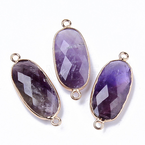 Natural Amethyst Links Connectors G-R472-03J-1