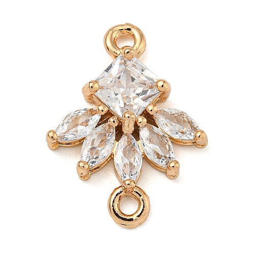 Brass Pave Clear Cubic Zirconia Connector Charms ZIRC-U004-02G-01-1