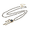 Boho Brass Resin Layered Tassel Evil Eye Pendant Necklaces NJEW-L014-02G-4