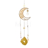 Wire Wrapped Natural Yellow Quartz Moon with Tree of Life Pendant Decorations HJEW-K046-07G-02-2